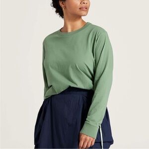 NEW WITH TAGS Allbirds Hazy Cargo Green Organic Cotton Long Sleeve Tee Top Small